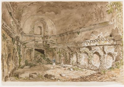 Interieur van een Romeins Gebouw met Bezoekers door Carlo Labruzzi